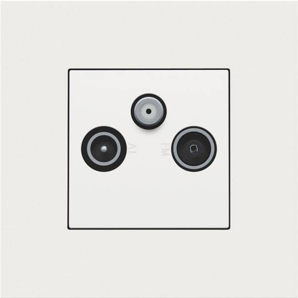 Niko Centraalplaat voor coax-aansluiting tv + satelliet white steel 154-69551