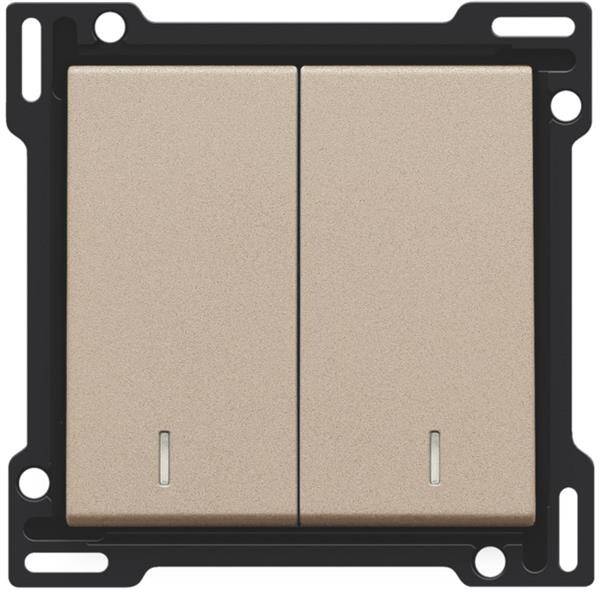 Niko Toets met lens 2-voudig voor drukknop, champagne mat 157-61507