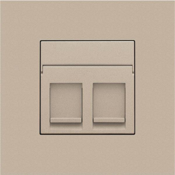 Niko Centraalplaat 2x RJ11/RJ45 vlak, met ondoorzichtig tekstveld champagne mat 157-65200