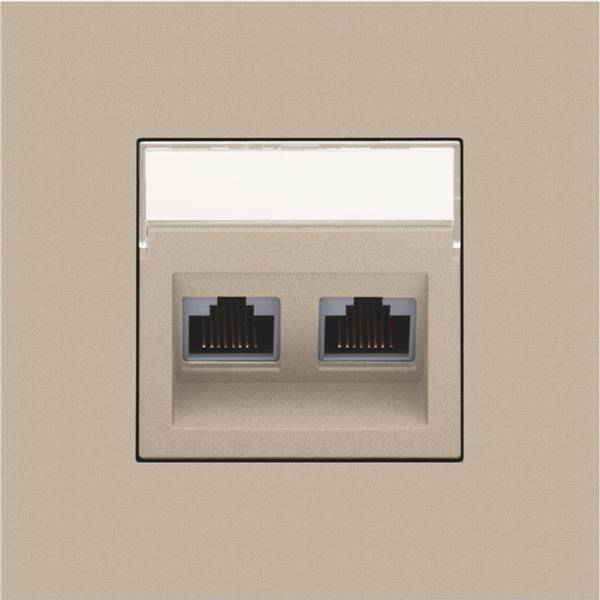 Niko Centraalplaat 2x RJ45 STP cat.6 schuin met doorzichtig tekstveld champagne 157-65400