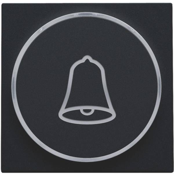 Niko Toets met doorschijnende ring en belsymbool voor drukknop 6A  zwart 161-64007
