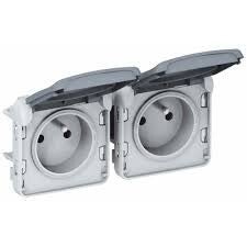 Legrand Plexo Dubbele horizontale contacdoos - 16A - 250V met steekklemmen 69562