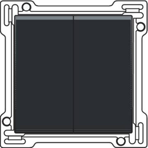 Niko Pure Bakelite piano black Toets 2x 1/2 voor schakelaar/drukknop, piano black 200-61505