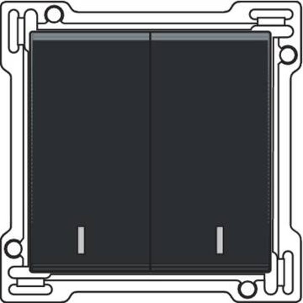 Niko Pure Bakelite piano black Toets met lens 2x 1/2 voor schakelaar/drukknop, piano black 200-61507