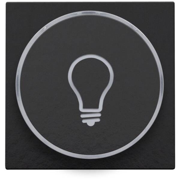 Niko Toets met ring met symbool lamp voor drukknop 6A piano black 200-64008