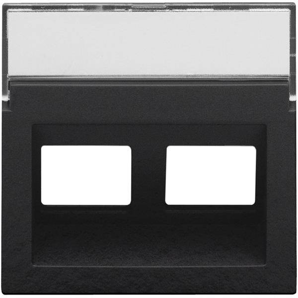 Niko Centraalplaat data 2x RJ schuine uitgang piano black 200-65400