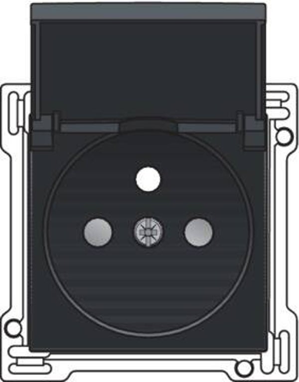 Niko  afwerkingsset stopcontact met klapdeksel voor 28,5mm, piano black 200-66603