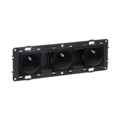 Legrand Valena Next Stopcontact 3x2P+A voorbekabeld Set Zwart schroef - 741723