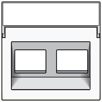 Niko Hydro Centraalplaat 2x RJ45 STP cat.6, schuin, met doorzichtig tekstveld wit  101-65400