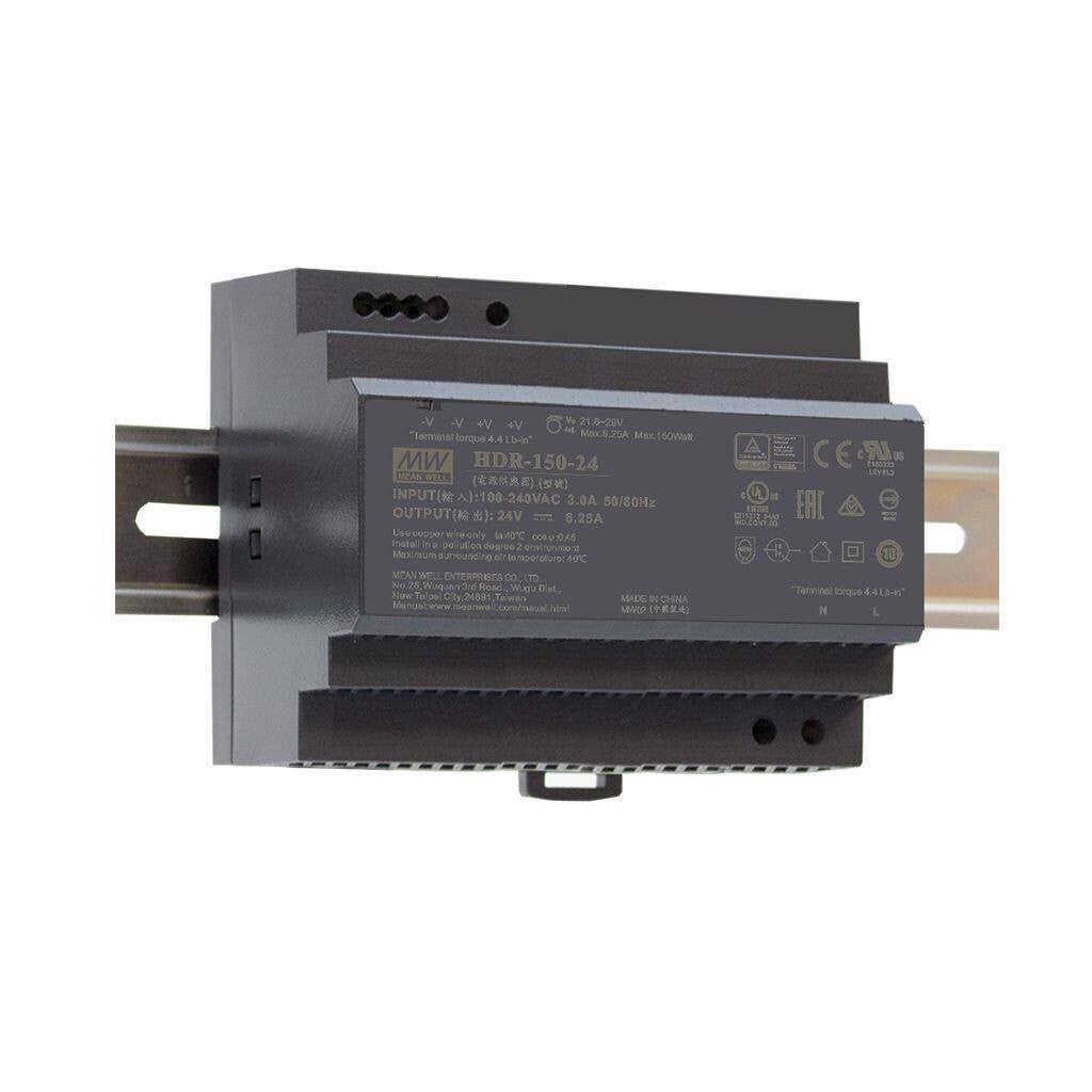 Meanwell Voeding Ultra slim DIN rail 220V/24VDC 6.25A 150W - HDR-150-24 MEA_HDR-150-24