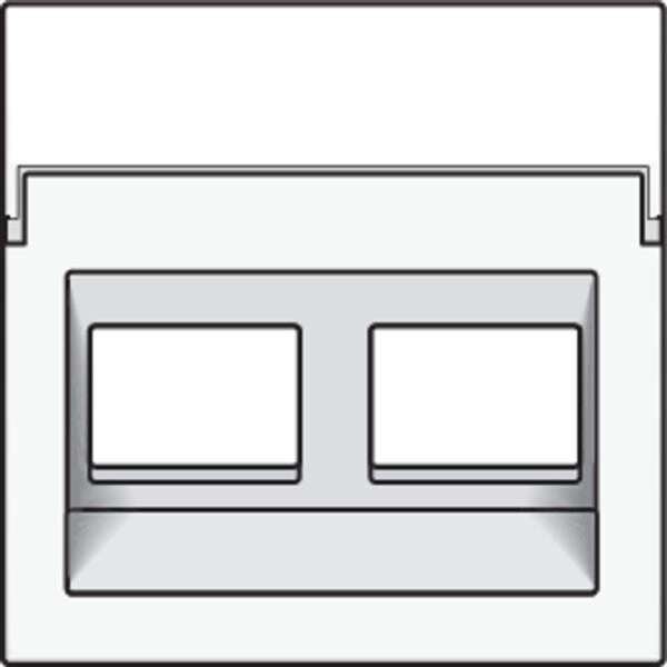 Niko Centraalplaat 2x RJ45 STP cat.6 schuin met doorzichtig tekstveld white steel 154-65400