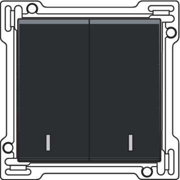 Niko Pure Bakelite piano black Toets met lens 2x 1/2 voor schakelaar/drukknop, piano black 200-61507