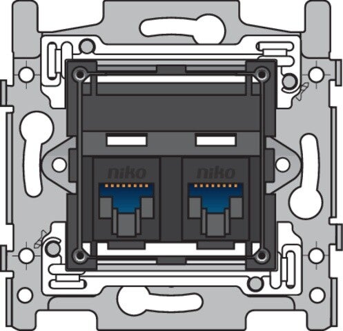 Niko Sokkel Cat6 RJ45 UTP schuin 170-65362 tweevoudig