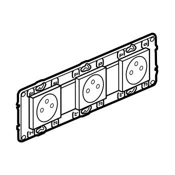 Legrand Valena Next vlak stopcontact 3x2P+A 16A Set Alu schroef - 741633