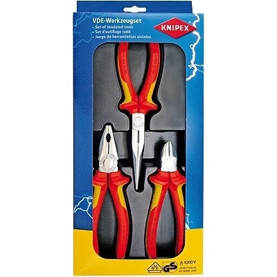 Knipex Tangenset Elektro 1000V VDE (combitang, telefoontang, zijsnijtang) KNP002012