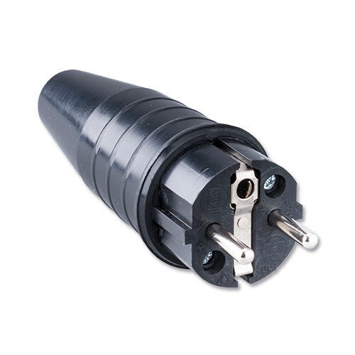 Rubber stekker 16A met aarding zwart KAF_521