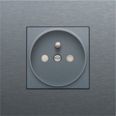 Niko afwerkingsset stopcontact 21mm Alu Look Grey Steel, Niko 220-66101