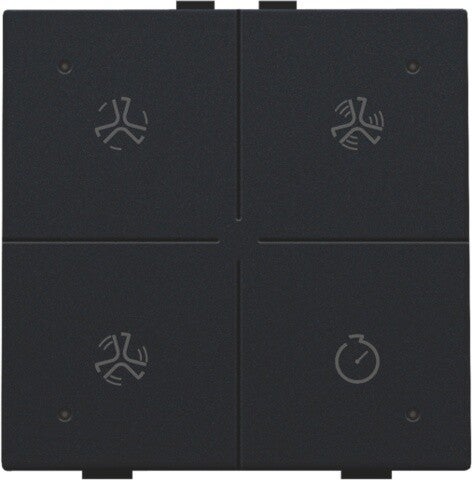 Niko Ventilatiebediening met led,Intense Black steel 161-52054