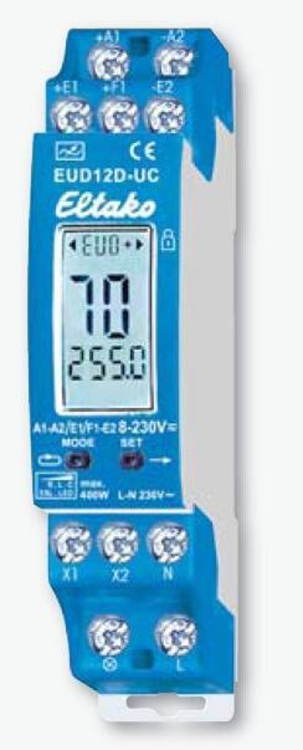 Eltako Impuls Dimmer 8-230Vac of DC 1 mod breed.  EUD12D-UC