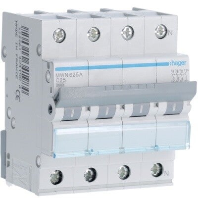 Hager Automaat 3kA - C - 3P+N - 25A - 4M - MWN625A