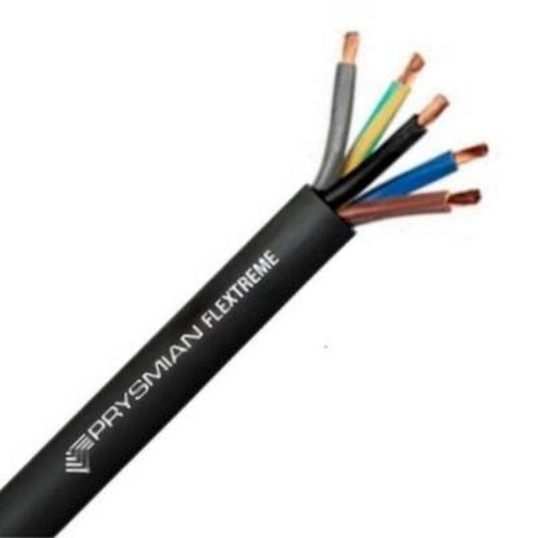 Flextreme H07RN-F rubberkabel flexibel Prysmian 750V Eca AD8 zwart 5G6mm²  FLEXTREME5G6-ECA
