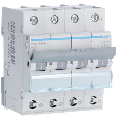 Hager Quickconnect 3P+N 40A 3KA C 4MOD -MWS640A