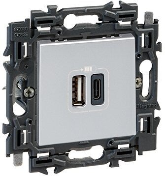 Legrand Valena Next 2xUSB type A+C Set Alu klauwen - 741636