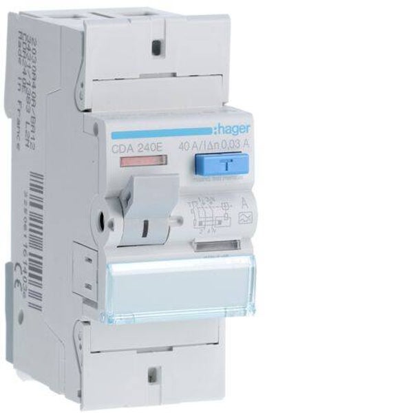Hager Aardlekschakelaar 2P 40A 30mA Type A - CDA240E