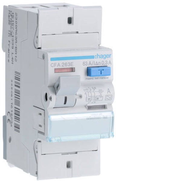 Hager Aardlekschakelaar 2P 63A 300mA type A - CFA263E