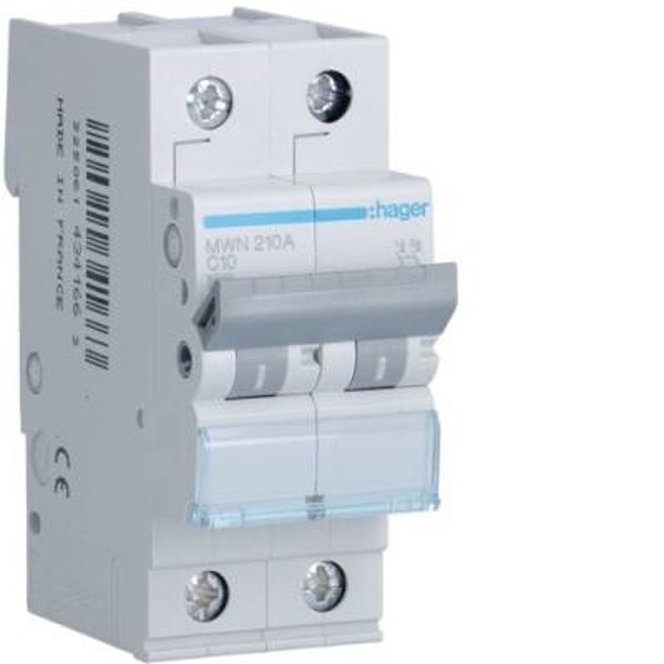 Hager Automaat 3kA - C - 2P - 10A - 2M - MWN210A