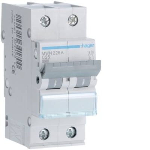 Hager Automaat 3kA - C - 2P - 25A - 2M - MWN225A