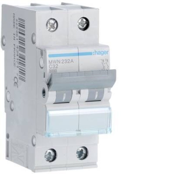 Hager Automaat 3kA - C - 2P - 32A - 2M - MWN232A