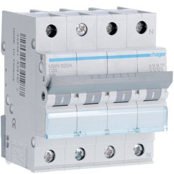 Hager Automaat 3kA - C - 3P+N - 20A - 4M - MWN620A