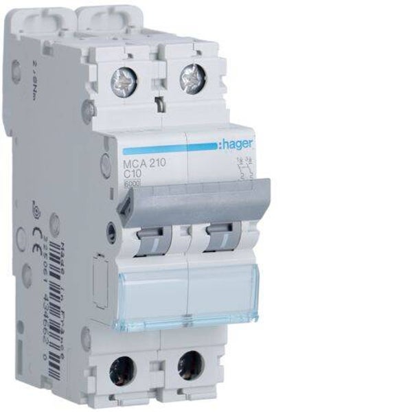 Hager Automaat 6kA - C - 2P - 10A - 2M -MCA210