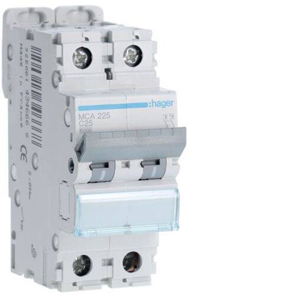 Hager Automaat 6kA - C - 2P - 25A - 2M - MCA225