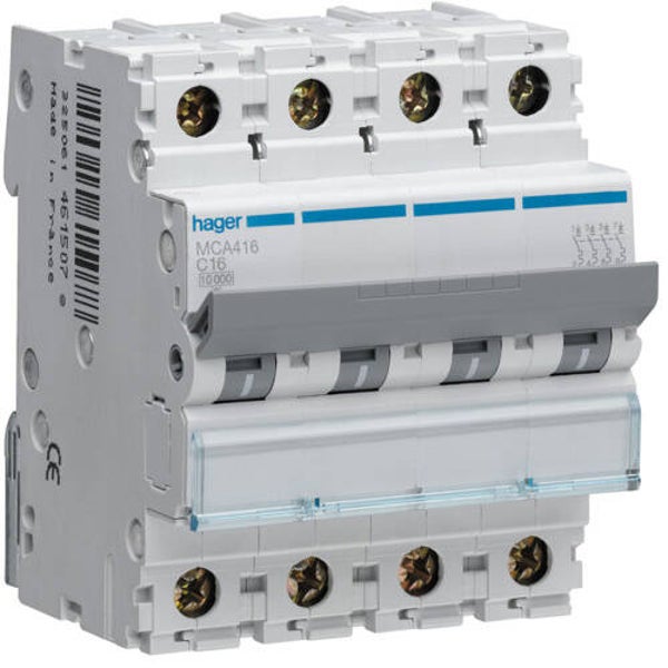 Hager Automaat 6kA - C - 4P - 16A - 4M. - MCA416