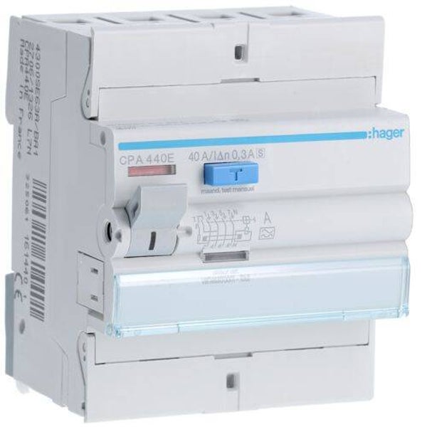 Hager Differentieel 4P 40A 300mA S Type A 4MOD