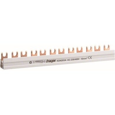 Hager Kamgeleider 2P 63A vork 10mm² 12 Mod L N- L N KDN263A