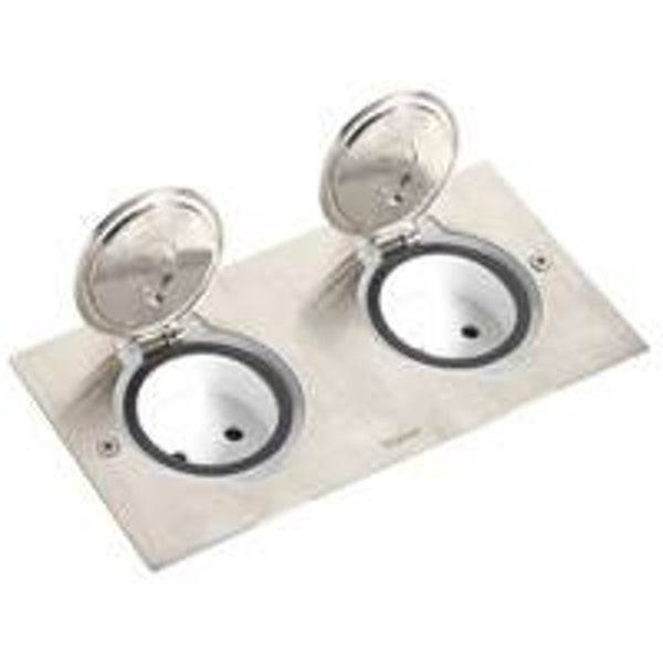Legrand Vloerdoos 2x2 modules inox (dubbel) leeg 089702