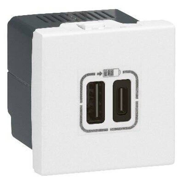 Legrand Mosaic USB lader type A+C 2 mod-wit 077592