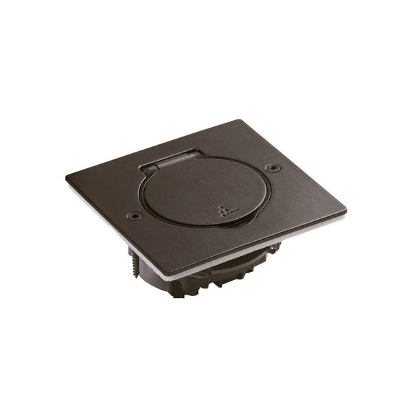 Legrand Vloerdoos 2 mod geborsteld bruin staal vierkant leeg 089750