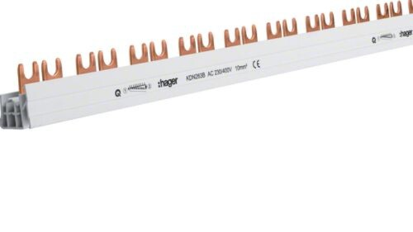 Hager Kamgeleider vork 2-polig 10 mm² 56 modulen L N- L N KDN263B