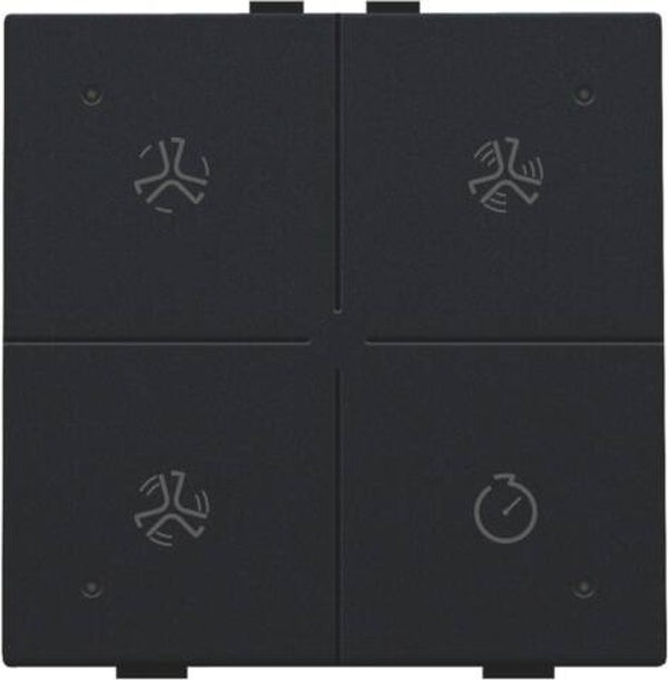 Niko Ventilatiebediening met led,Intense Black steel 161-52054