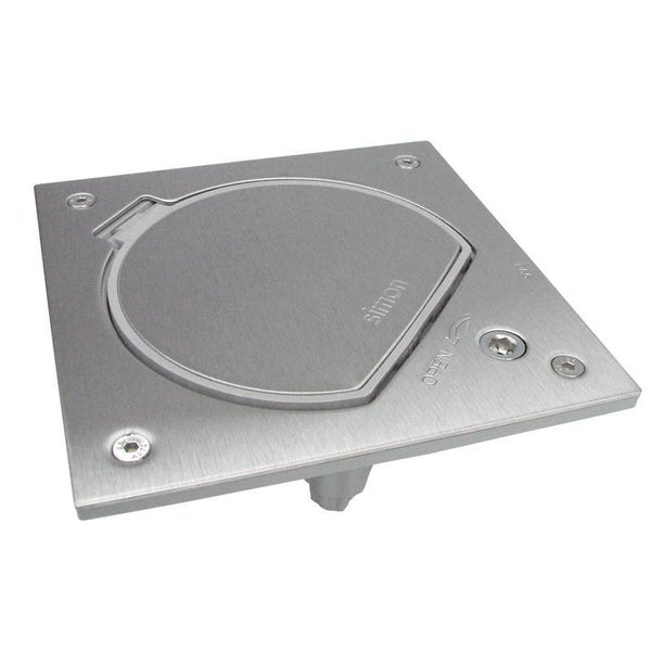 Simon Waterdicht inox vloerstopcontact met veiligheids sluiting, Belgisch Frans stopcontact KSE2SEC/23/72