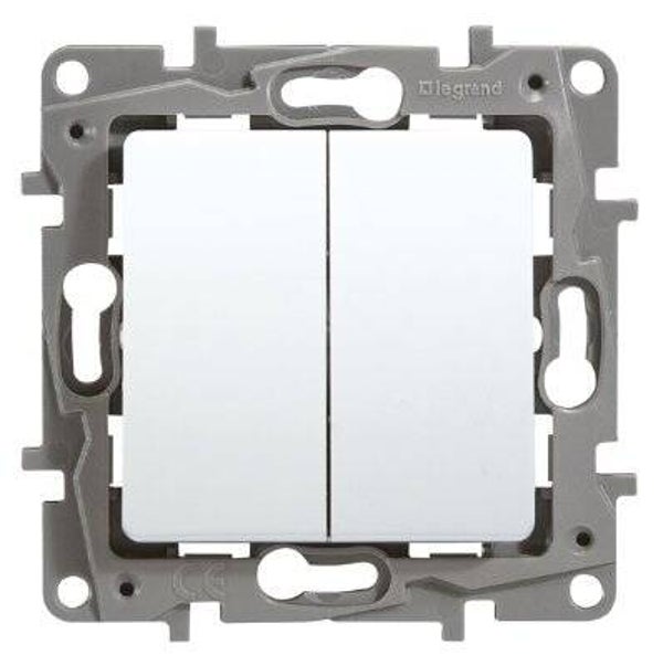 Legrand Niloé dubbele drukknop 6A 250V NO-NG wit met spanklauwen - 664508