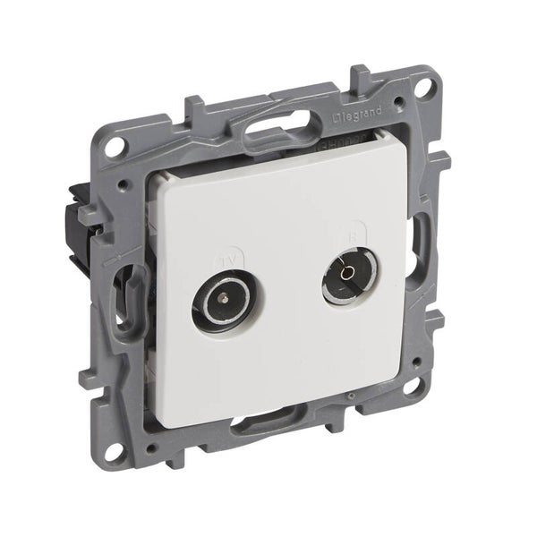 Legrand Niloé contactdoos TV/FM kabelnetwerk wit met spanklem - 664582