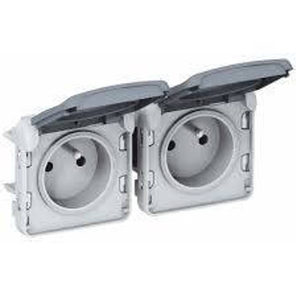 Legrand Plexo Dubbele horizontale contacdoos - 16A - 250V met steekklemmen 69562