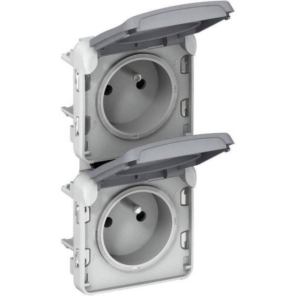 Legrand Plexo Dubbele verticale contacdoos - 16A - 250V met steekklemmen 69563