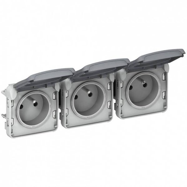 Legrand Plexo 3 Dubbele horizontale contacdoos - 16A - 250V met steekklemmen 69564