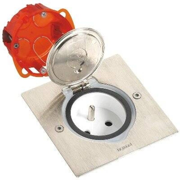 Vloerstopcontact Kit inbouwdoos - inox deksel- stopcontact - voor zwevende vloer 092110 LEG_092110